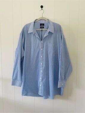Stafford Light Blue and White Pinstripe Men's Dress Shirt